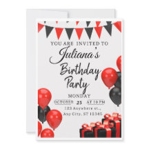 Invitación a la fiesta de cumpleaños Red & Black M