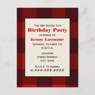 Invitación a la fiesta de cumpleaños Red & Black P