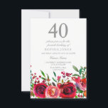 Invitación a la fiesta de cumpleaños Red Rose 40<br><div class="desc">Colección Red Rose 40th Birthday Party Invitation Matching en la tienda Nest y Niche.</div>