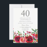 Invitación a la fiesta de cumpleaños Red Rose 40<br><div class="desc">Colección Red Rose 40th Birthday Party Invitation Matching en la tienda Nest y Niche.</div>