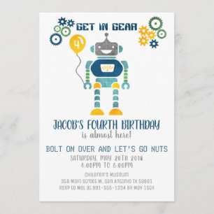Invitación a la fiesta de cumpleaños Robot