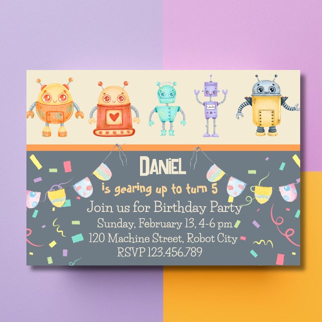 Invitación a la fiesta de cumpleaños Robot (Subido por el creador)