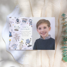 Invitación a la fiesta de cumpleaños Robot Photo