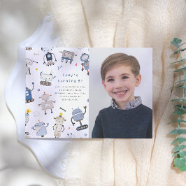Invitación a la fiesta de cumpleaños Robot Photo