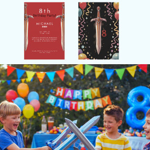 Invitación a la fiesta de cumpleaños roja del 8º E