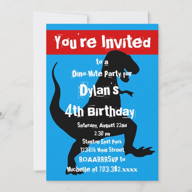 Invitación a la fiesta de cumpleaños rojo azul de  (Anverso)