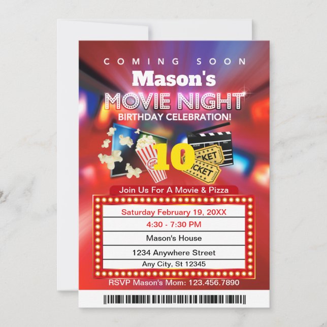 Invitación a la fiesta de cumpleaños rojo de la no (Anverso)