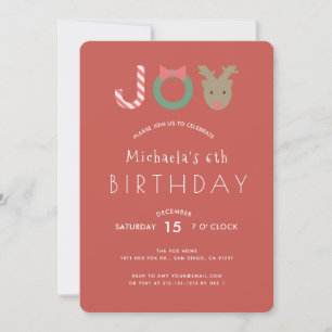Invitación a la fiesta de cumpleaños rojo JOY Cute