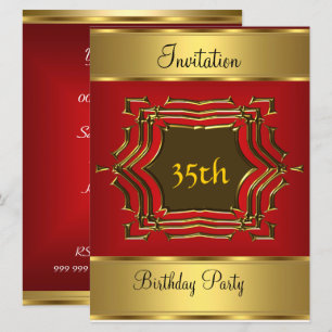 Invitación a la fiesta de cumpleaños rojo oro
