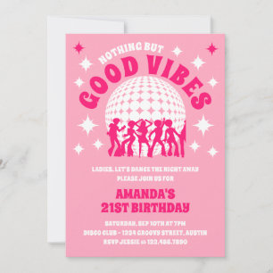 Invitación a la fiesta de cumpleaños rosa de Good 