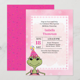 Invitación a la fiesta de cumpleaños rosa de la Ra
