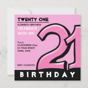 Invitación a la fiesta de cumpleaños rosa número 2