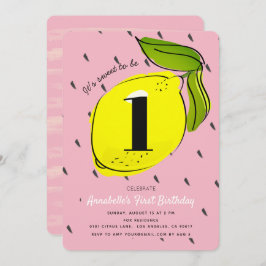 Invitación a la fiesta de cumpleaños rosada de Cut