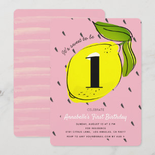 Invitación a la fiesta de cumpleaños rosada de Cut