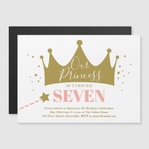 Invitación a la fiesta de cumpleaños rosada de la 