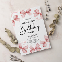 Invitación a la fiesta de cumpleaños rosada del ch