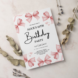 Invitación a la fiesta de cumpleaños rosada del ch