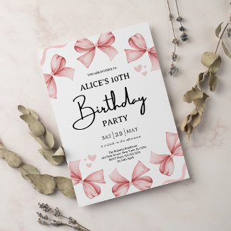 Invitación a la fiesta de cumpleaños rosada del ch