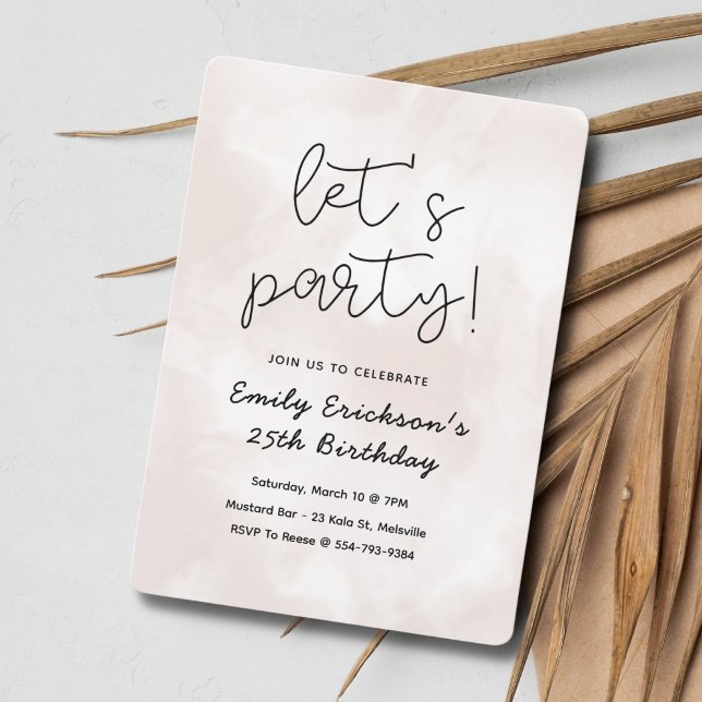 Invitación a la fiesta de cumpleaños rosada modern (Subido por el creador)