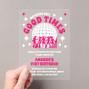 Invitación a la fiesta de cumpleaños rosado de Goo