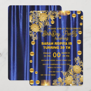 Invitación a la fiesta de cumpleaños Royal Blue Go