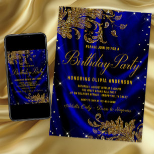 Invitación a la fiesta de cumpleaños Royal Blue Go