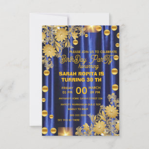 Invitación a la fiesta de cumpleaños Royal Blue Go