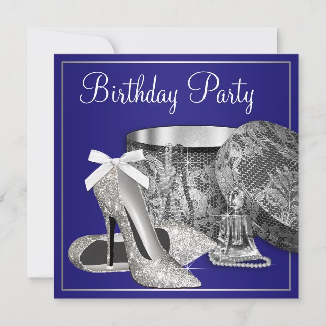 Invitación a la fiesta de cumpleaños Royal Blue Si (Anverso)