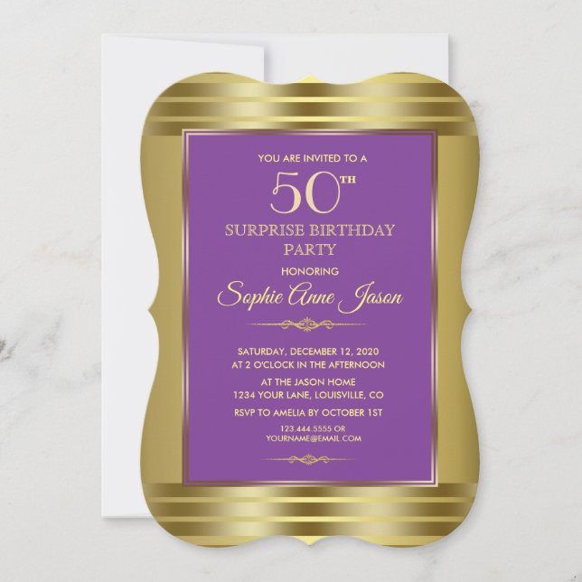 Invitación a la fiesta de cumpleaños Royal Purple  (Anverso)