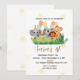 Invitación a la Fiesta de Cumpleaños Safari de la 