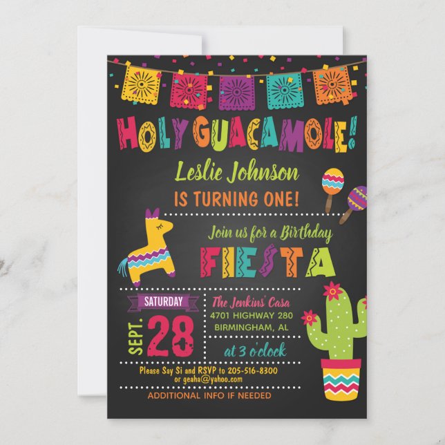 Invitación a la Fiesta de Cumpleaños Santo Guacamo (Anverso)