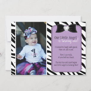 Invitación a la fiesta de cumpleaños Sassy Zebra