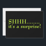 Invitación a la fiesta de cumpleaños Shhh Surprise<br><div class="desc">Black and Lime Green Shhh es Sorpresa la invitación a la fiesta de los 60º cumpleaños es audaz, contemporánea y moderna. Un lado es negro con un tipo verde cal y dice "Shhh... es una sorpresa". La parte posterior tiene toda la información del fiesta y está terminada en color negro...</div>