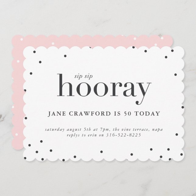 Invitación a la fiesta de cumpleaños Sip Sip Sip S (Anverso / Reverso)