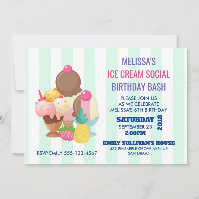 Invitación a la fiesta de cumpleaños social de Ice (Anverso)
