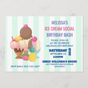 Invitación a la fiesta de cumpleaños social de Ice