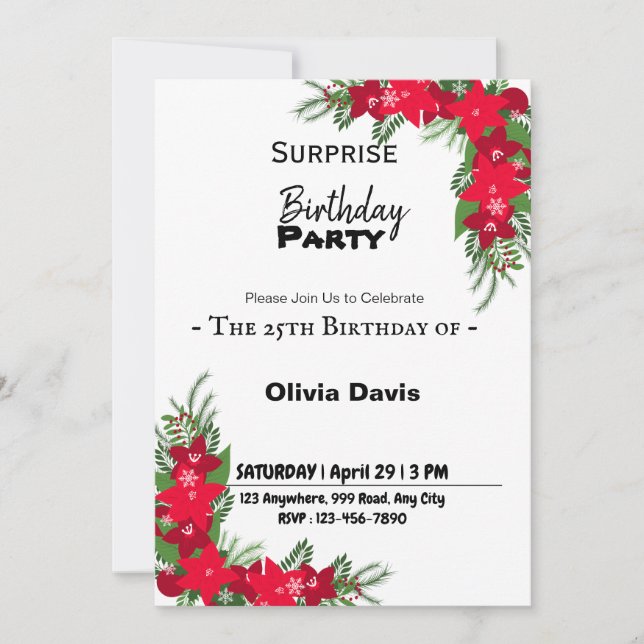 Invitación a la fiesta de cumpleaños sorpresa (Anverso)
