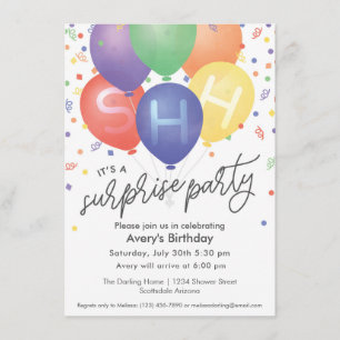 Invitación a la fiesta de cumpleaños sorpresa con 
