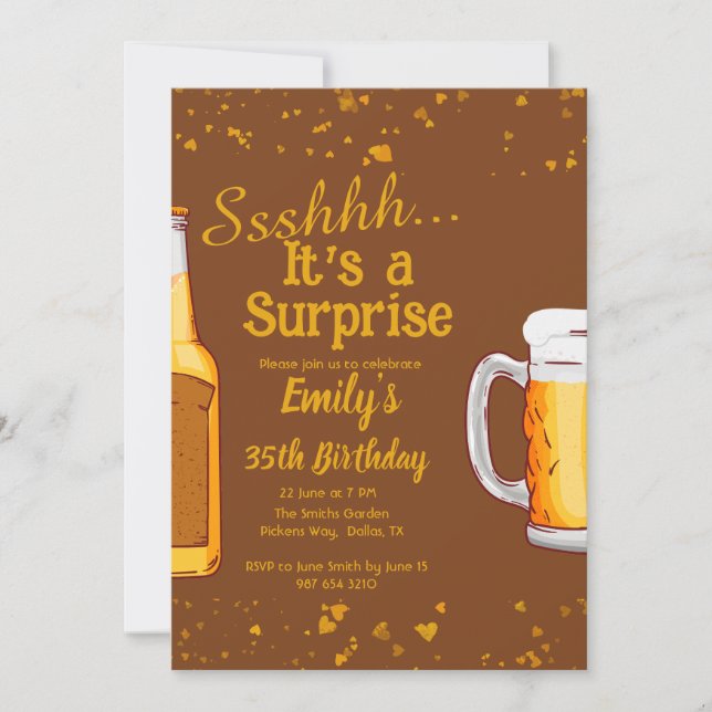 Invitación a la fiesta de cumpleaños sorpresa de l (Anverso)