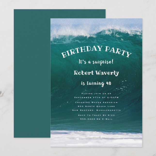 Invitación a la fiesta de cumpleaños sorpresa para (Anverso / Reverso)