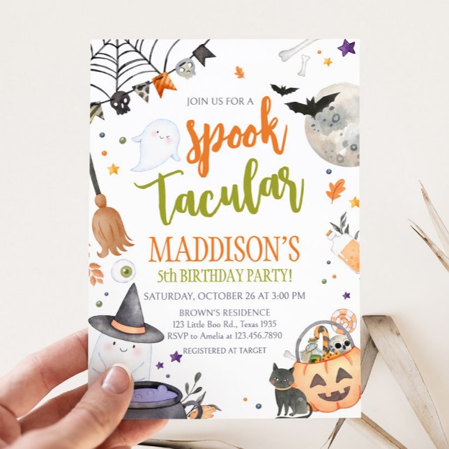 Invitación a la fiesta de cumpleaños Spooktacular  (Spooktacular Halloween Birthday Party Invitation)