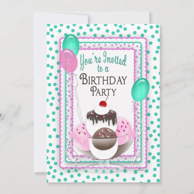 Invitación a la fiesta de cumpleaños - Sueños/punt (Anverso)