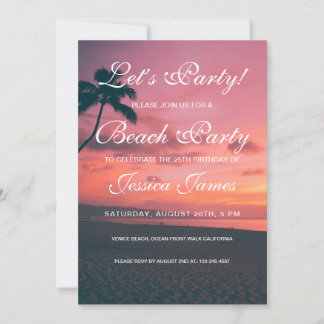 Invitación a la fiesta de cumpleaños Sunset Beach