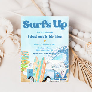 Invitación a la fiesta de cumpleaños Surfs Up Beac