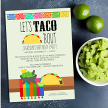 Invitación a la Fiesta de Cumpleaños Taco 'Bout