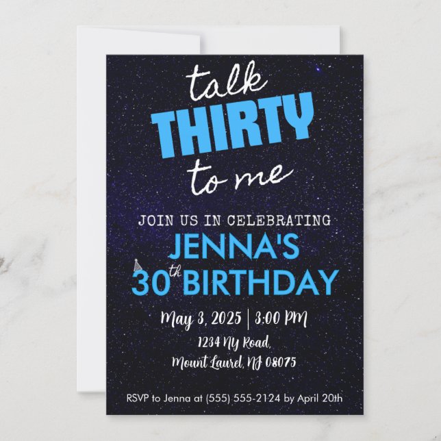 Invitación a la fiesta de cumpleaños "Talk Thirty  (Anverso)