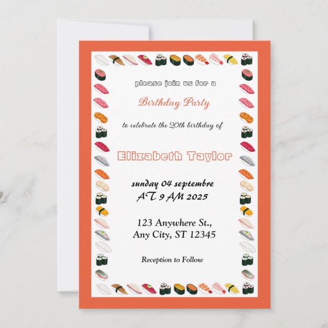 Invitación a la fiesta de cumpleaños temática de s (Anverso)