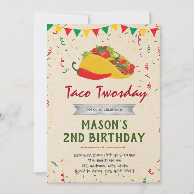 Invitación a la fiesta de cumpleaños temática de T (Anverso)