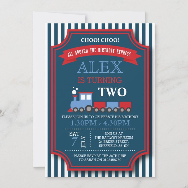 Invitación a la fiesta de cumpleaños temática del  (Anverso)