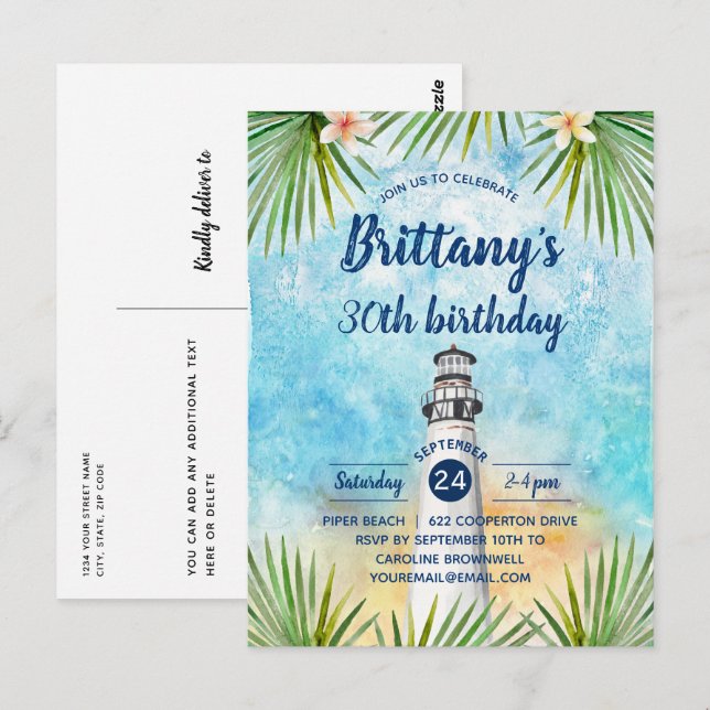Invitación a la fiesta de cumpleaños temática en l (Anverso / Reverso)